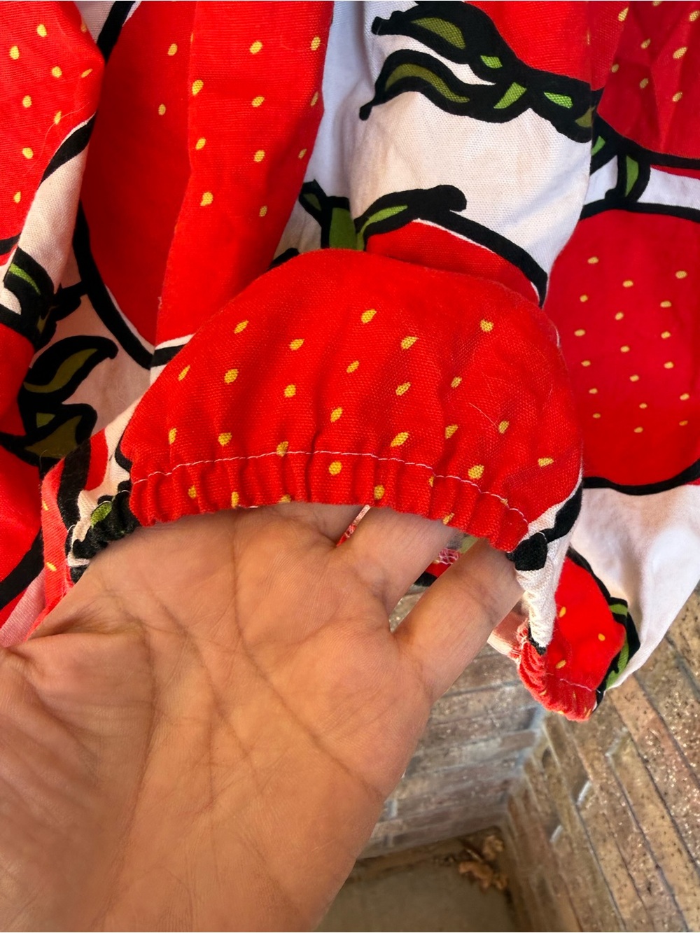 Strawberry Print Peasant Top - Red/White Size 3X - Picture 5 of 5